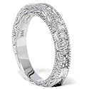 .25CT 14k White Gold Round Diamond Hand Engraved Milgrain Wedding Ring Vintage Antique Like Anniversary Band color (G/H) clarity (I2) size 7 resizable