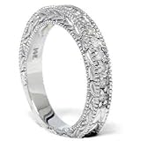 .25CT 14k White Gold Round Diamond Hand Engraved Milgrain Wedding Ring Vintage Antique Like...