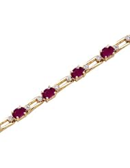 14K Yellow Gold Oval Ruby and Diamond Bracelet