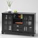Home Styles 5325-38 Mission Style High-Boy 53" Wide TV Stand and Book Shelf / Distressed Black