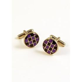 Roberto Villini Silver and Purple Oval Cuff Links