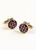 Roberto Villini Silver and Purple Oval Cuff Links