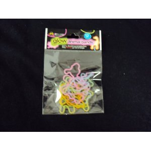 Glow in the Dark Animal Shaped Elastic Rubber Bands - Bandz 1 Dozen in Pack