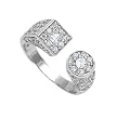 Sterling Silver Rhodium Ring with Clear CZ - Size: 6-9