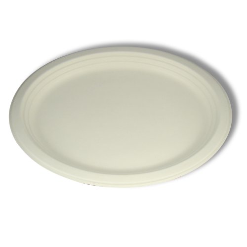 Stalkmarket 100% Compostable Sugar Cane Fiber Oval Platter, 12-Inch, 500-Count Case