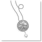 18" Necklace with Sand Dollar and Cultured Freshwater Pearl