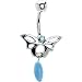 Aqua Gem Sterling Silver Southwestern Butterfly Belly Ring