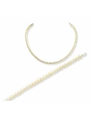 Sterling Silver Freshwater Cultured Button Pearl Bracelet/Necklace Set