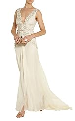 V-neck Beaded Evening Dress  with a Brush/Sweep Train 