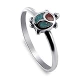 Turquoise+Coral+Turtle+Band+Southwestern+Sterling+Silver+Ring+Size+4+to+10