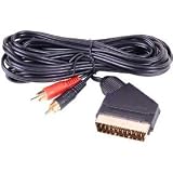 10m Scart to 2 x Phono RCA Gold plated connectors, switched for Audio IN / OUT