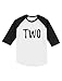 Tstars 2nd Birthday Gift Two Year Old Child Toddler Raglan 3/4 Sleeve Baseball Tee 2T Black/White