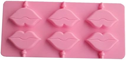 Pinaniu Red Lips Shape Lollipop Silicone Chocolate Candy Mold with Sticks 6 Cavity (Lip)