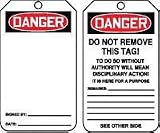 Accuform 5 7/8 X 3 1/8 HS Laminate Accident Pairevention Tag Danger With Disciplinary Action Warning On Back