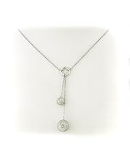 Ladies Sterling Silver Disco Balls Drop Necklace