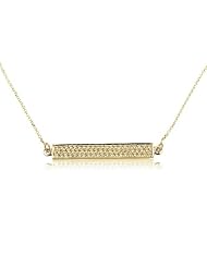 Gold Bar Necklace Horizontal Bar Pendant with CZ- Gold Bar Pendant 1.2" in Length