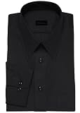 Modern Men's Cotton Business Dress Shirt Wrinkle Free Poplin Long Sleeve Black