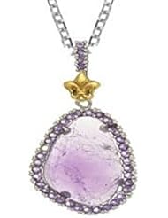 Phillip Gavriel Sterling Silver and 18k Yellow Gold Briollette Amethyst Rock Candy Ladies Pendant