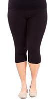 Woman Plus Size Elastic Waist Cotton Capri Leggings, Multiple Colors Available