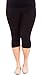 Woman Plus Size Elastic Waist Cotton Capri Leggings,Black,2X Plus