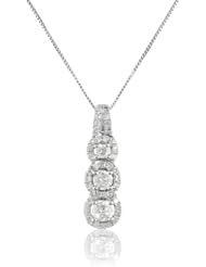 10K White Gold 1/2 Cttw Diamond Pendant Necklace, 18"