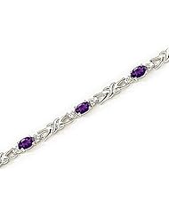 14kt Yellow Gold Oval Amethyst and Diamond Bracelet