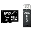 TOPRAM 8GB 8G microSD microSDHC Transflash Memory Card Class 6 with SD Adapter and R3 Card Reader - TRmicroSD8Gc6R3