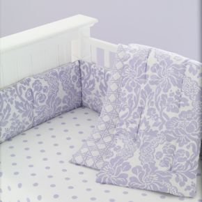 Baby Crib Bedding: Baby Crib Lavender and Pink Floral & Lattice Print Bedding