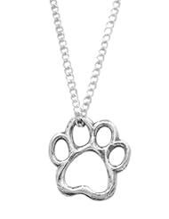 Rockin Doggie Sterling Silver Necklace, Cut Out Paw