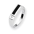 Diamond & Onyx Sterling Silver Ladies Ring (Sizes 6-8)