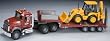 Bruder Mack Granite Flatbed Truck with JCB Loader Backhoe