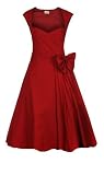 CLASSY VINTAGE 1950's ROCKABILLY STYLE RED BOW SWING PARTY EVENING DRESS
