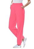 Woman Within Plus Size Petite Rib-Cuff Fleece Sweatpants (Rose Pink,3X)