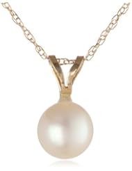 14k Yellow Gold 6.5-7mm Freshwater Cultured Pearl Pendant, 18"