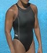 Finis Black Womens Female Hydrospeed Championship Swimming Swimwear ClipBack Swimsuit