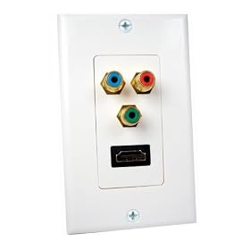 Cables Unlimited AUD-4920 White HDMI and Component Video Wall Plate by Cables Unlimited