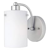 Quoizel AN8538ES Adano 7-1/2-Inch Bath Sconce with One Light with Opal Etched Cased Glass, Empire Silver Finish