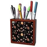 Lee Hiller Designs Retro 60s – Red, White and Gold Bachelor Buttons and Paisley Floral Print – Tile Pen Holders-5 inch tile pen holder Reviews