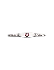 Sterling Silver Medical Alert ID Figaro Chain Bracelet - Length 8 Inch