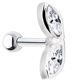Silver 925 Clear Dual Teardrop CZ Cartilage Earring