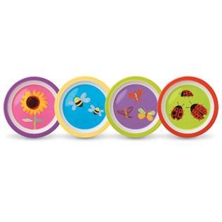 Childrens Toyshop  Toys : Crocodile Creek's Garden 4 Piece Children's Melamine Plate Set