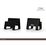 BDS -Cell Phone Stand (iChair - Black); Great for iPods, iPhones, Cellphones and MP3 Players + One Free Smart Wrap Silicone Rubber Earphone/earbud Cord Manager Cable Winder Wrap Reel