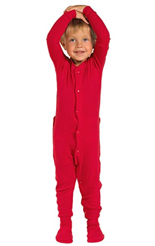 PajamaGram Toddlers' Red Dropseat Footie Pajamas