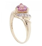 14KT Solid Gold Ring Trillion Cut Pink Topaz Diamond
