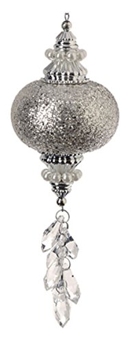 7″ Pastel Dreams Elegant Silver Glitter and Pearl Chandelier Style Christmas Drop Ornament