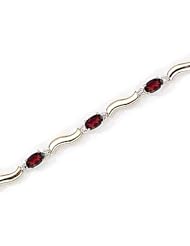 14kt Yellow Gold Oval Garnet and Diamond Bracelet