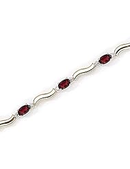 14kt Yellow Gold Oval Garnet and Diamond Bracelet