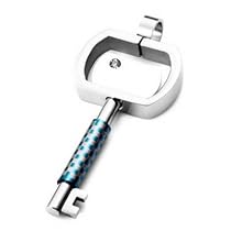 Mens Blue Silver Stainless Steel Key Pendant Necklace Mens Blue Silver Stainless Steel Key Pendant Necklace