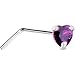 Sterling Silver 925 Amethyst CZ Heart L-Shape Nose Ring