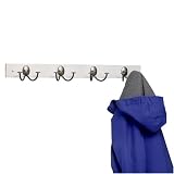 Double Hook Wood Rack- White / Brushed Nickel